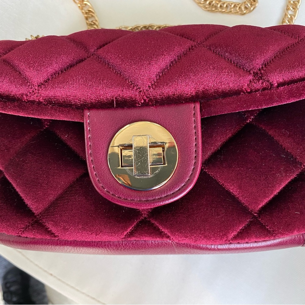 Burgundy Velvet Clutch Purse